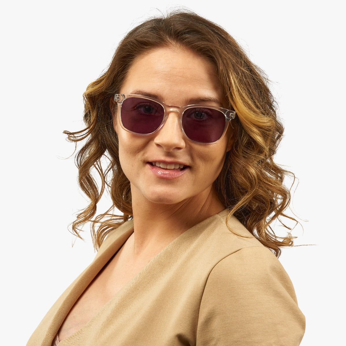 Person wearing Bornholm Crystal White glasses