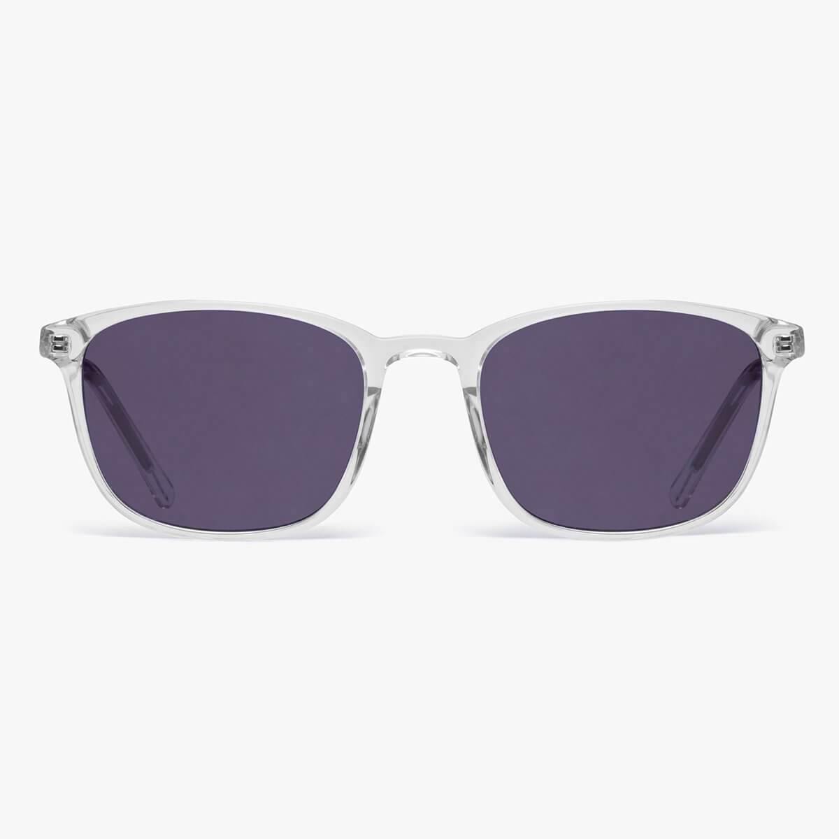 Ebeltoft Crystal White sunglasses with clear frames and dark lenses