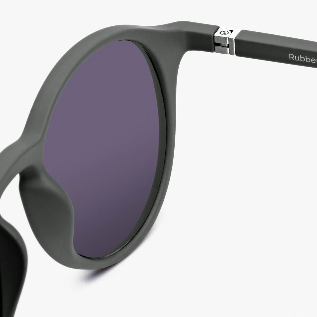 Læsø Dark Army sunglasses with round dark lenses and matte gray frame