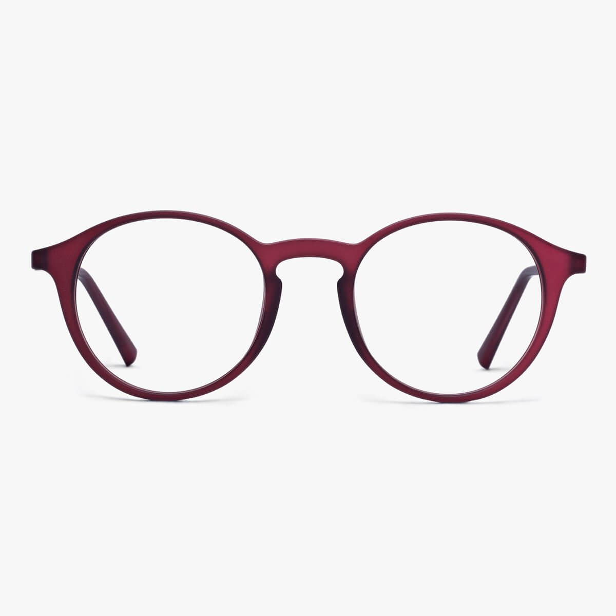 Round Læsø Red reading glasses with thin frames