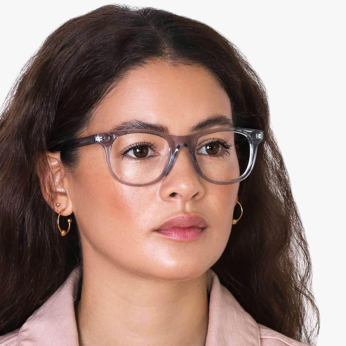 Person wearing Malmö Crystal Grey glasses