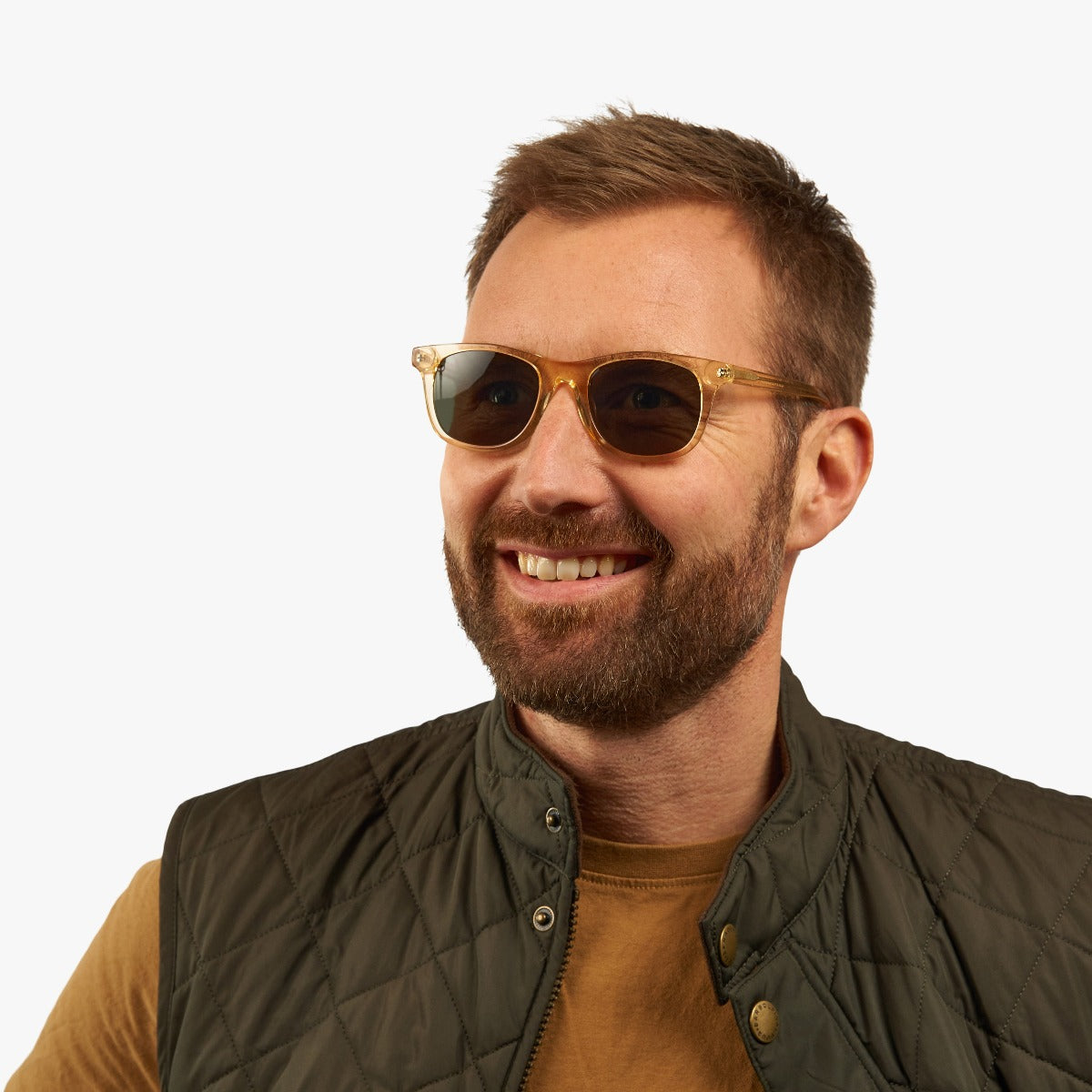 Person wearing Malmö Crystal Lemon glasses