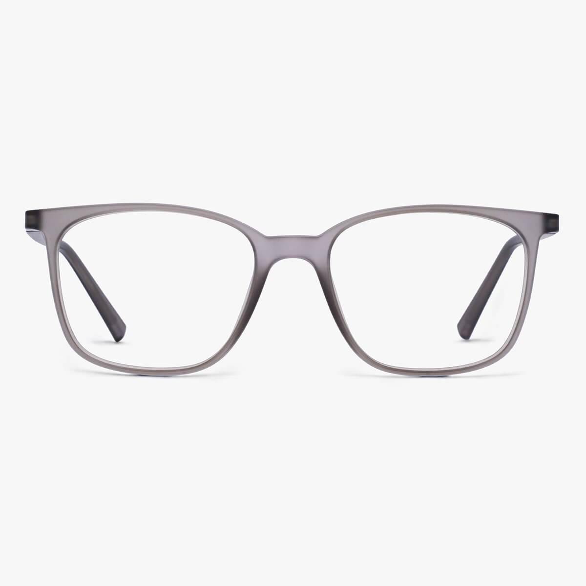 Men's Fyn Grey rectangular eyeglasses with grey translucent frame