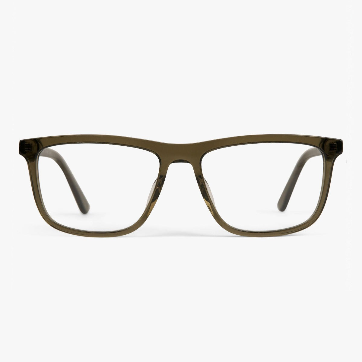Men's Oslo shiny olive rectangular glasses