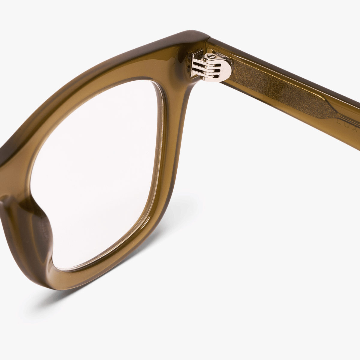 Samsø Shiny Olive glasses with an olive frame and clear lenses