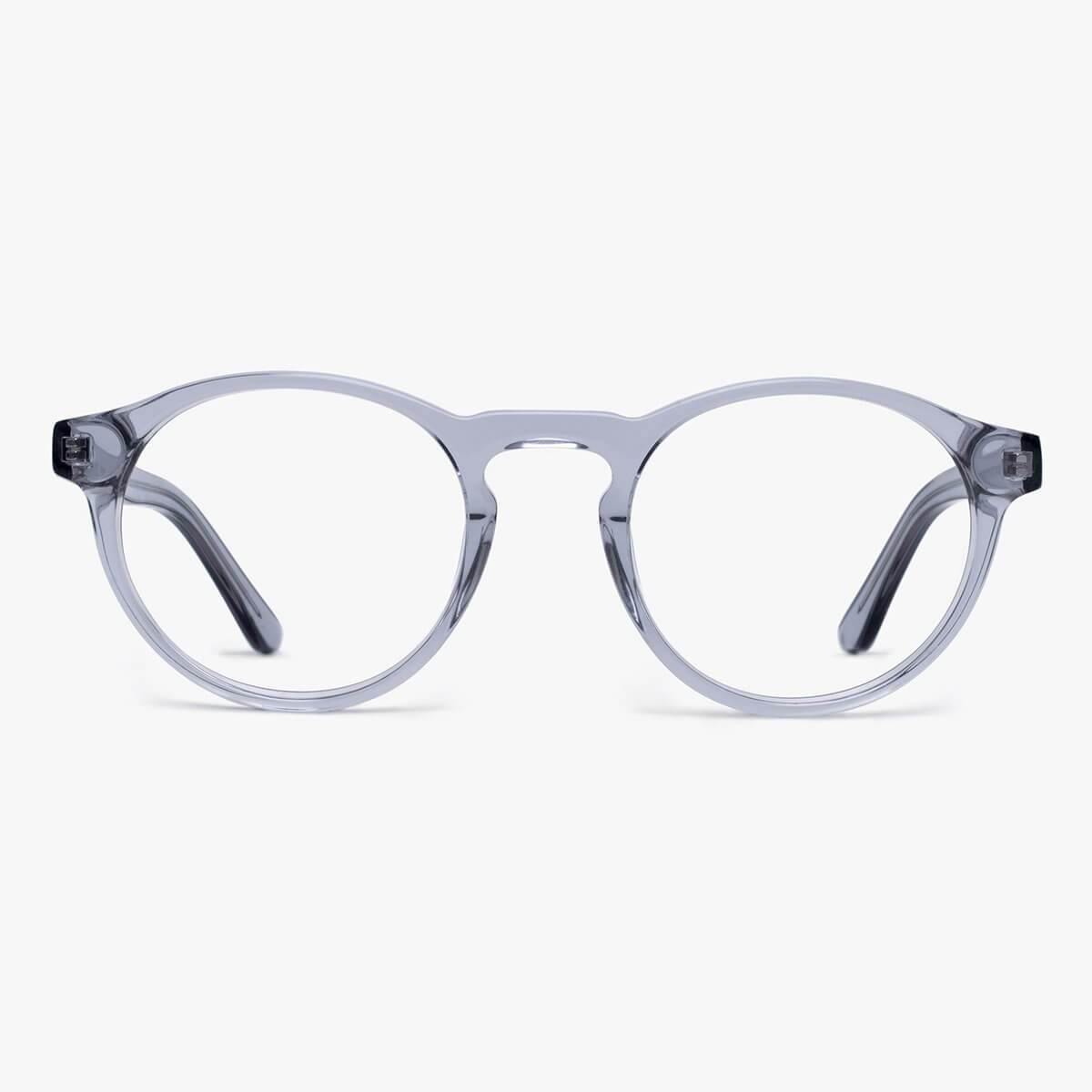Round crystal grey reading glasses