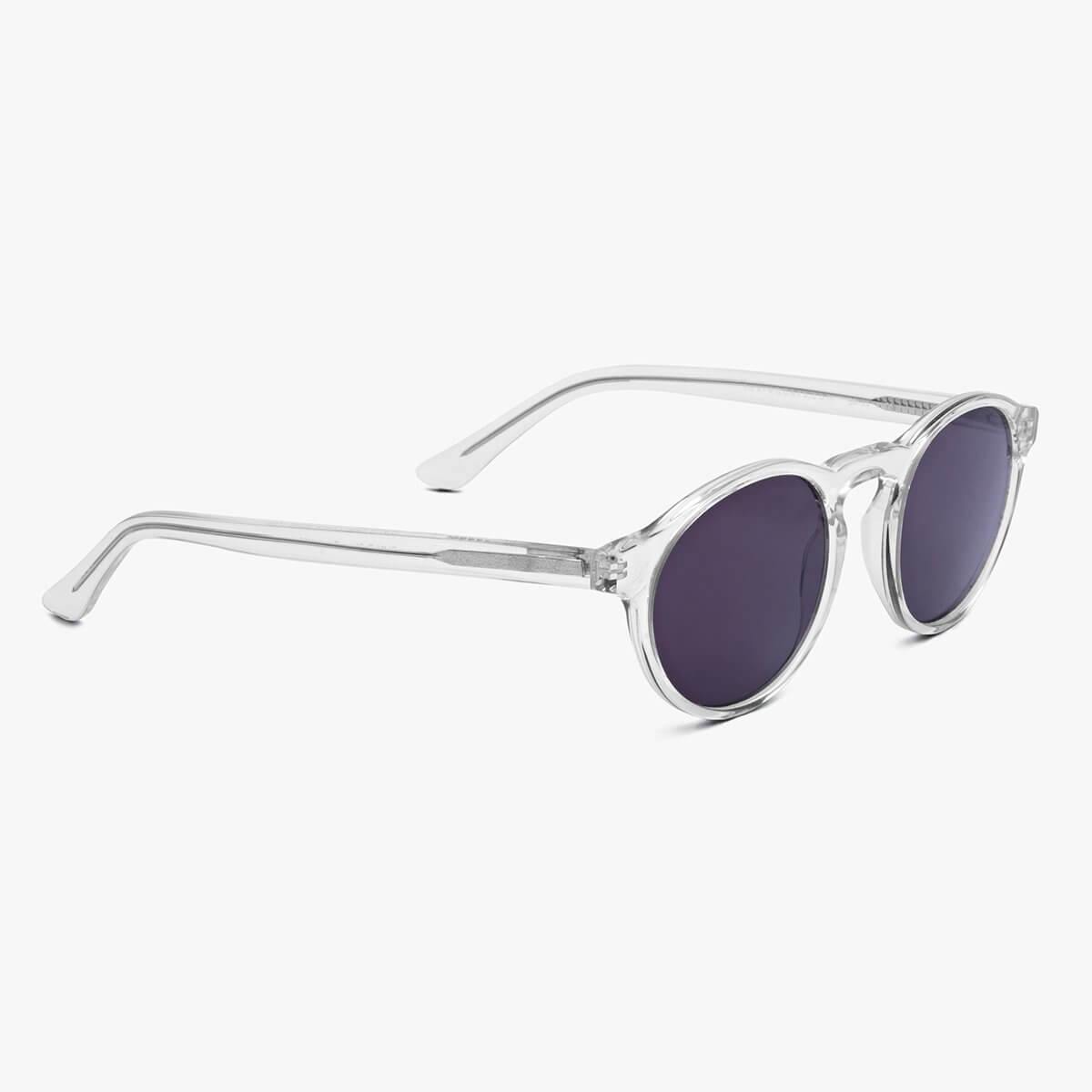 Men's Trondheim Crystal White glasses with round crystal frames and dark lenses