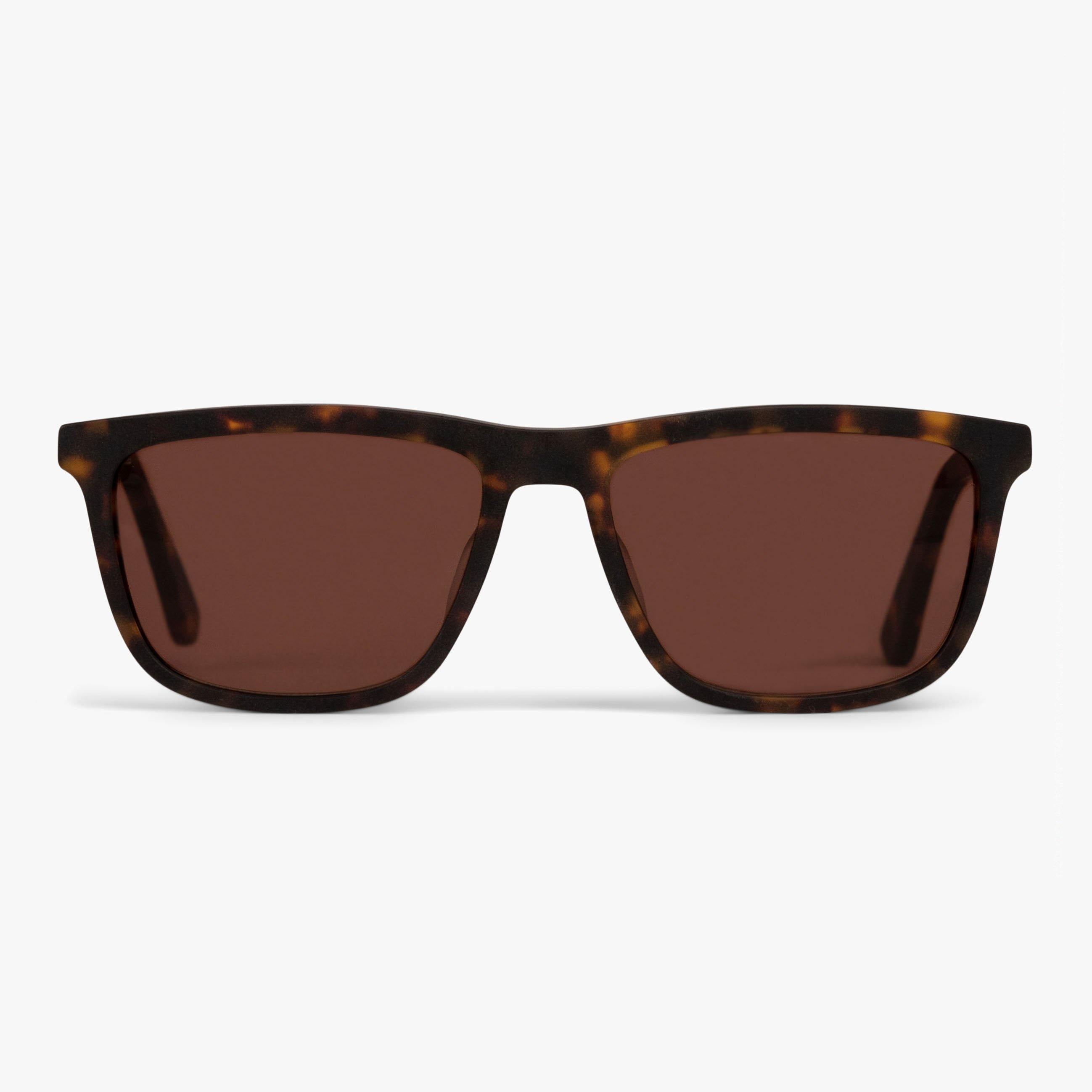 Tortoise square sunglasses with brown lenses