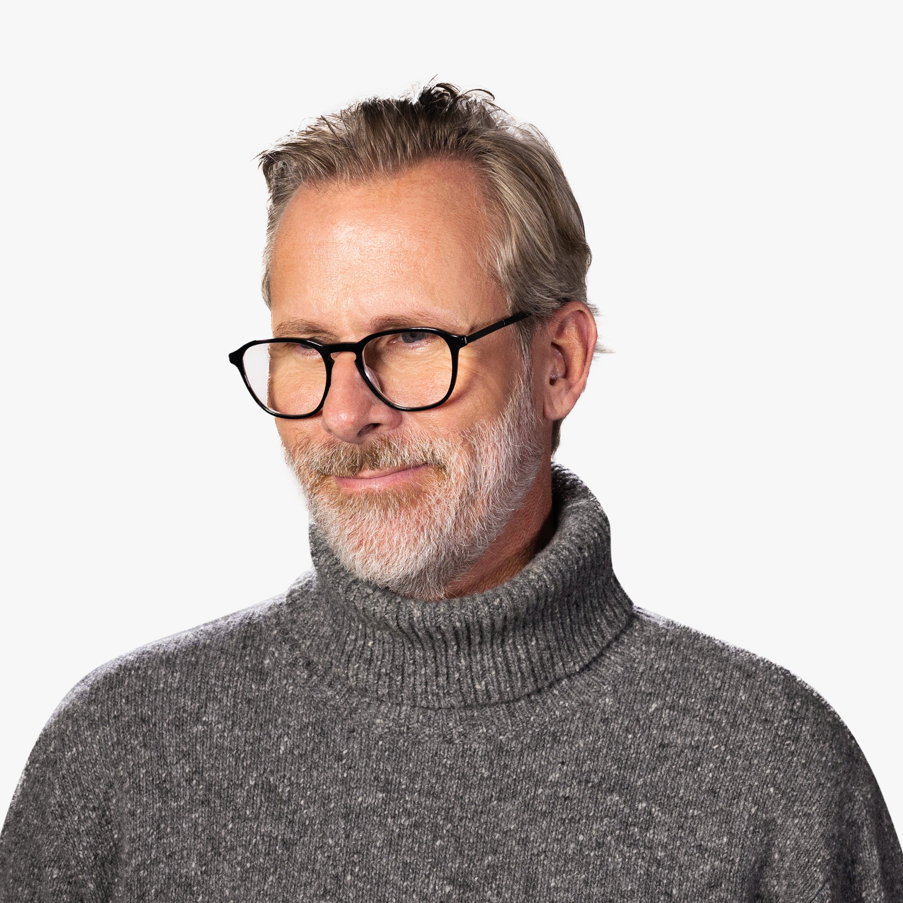 Person wearing Rønne Black glasses