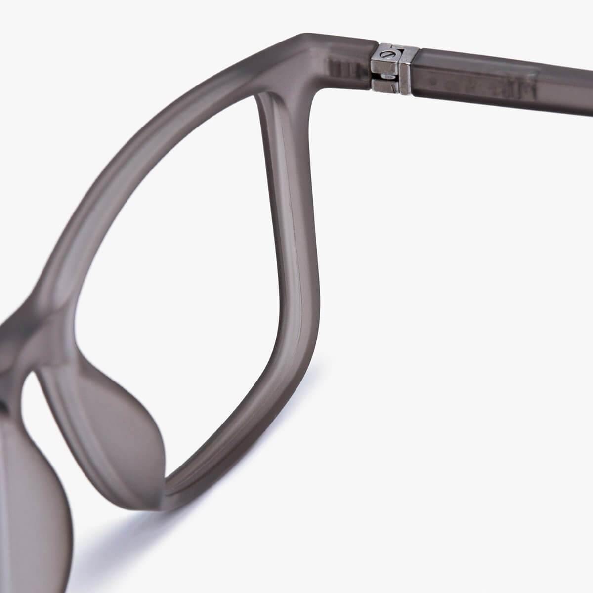 Close-up of Skagen Grey eyewear frame in matte grey finish