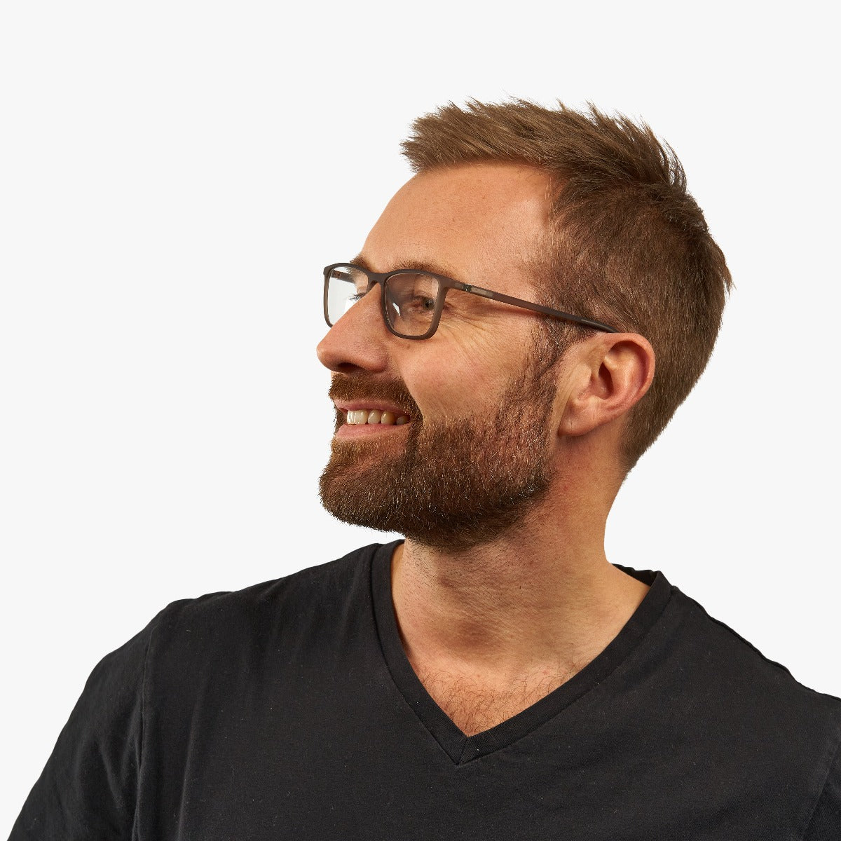 Person wearing Skagen Grey glasses
