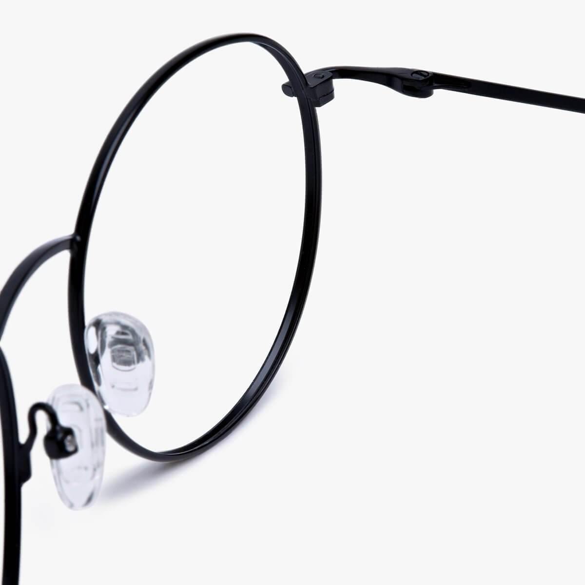 Tromsø Black round black metal eyeglasses with clear nose pads