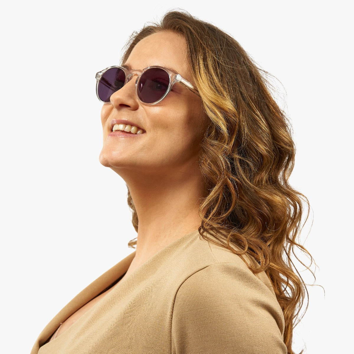 Person wearing Trondheim Crystal White sunglasses