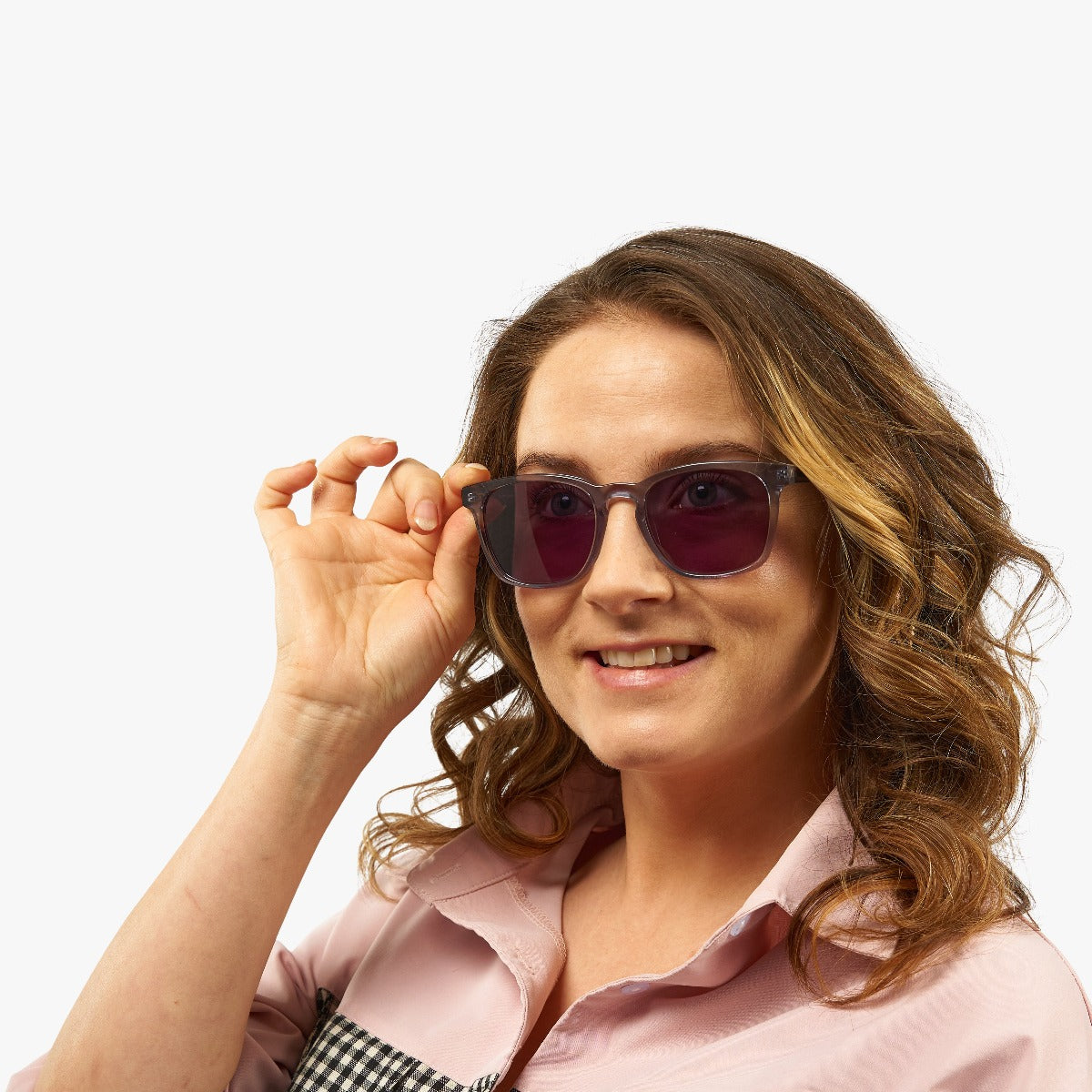Person wearing Women's Bornholm Crystal Grey glasses