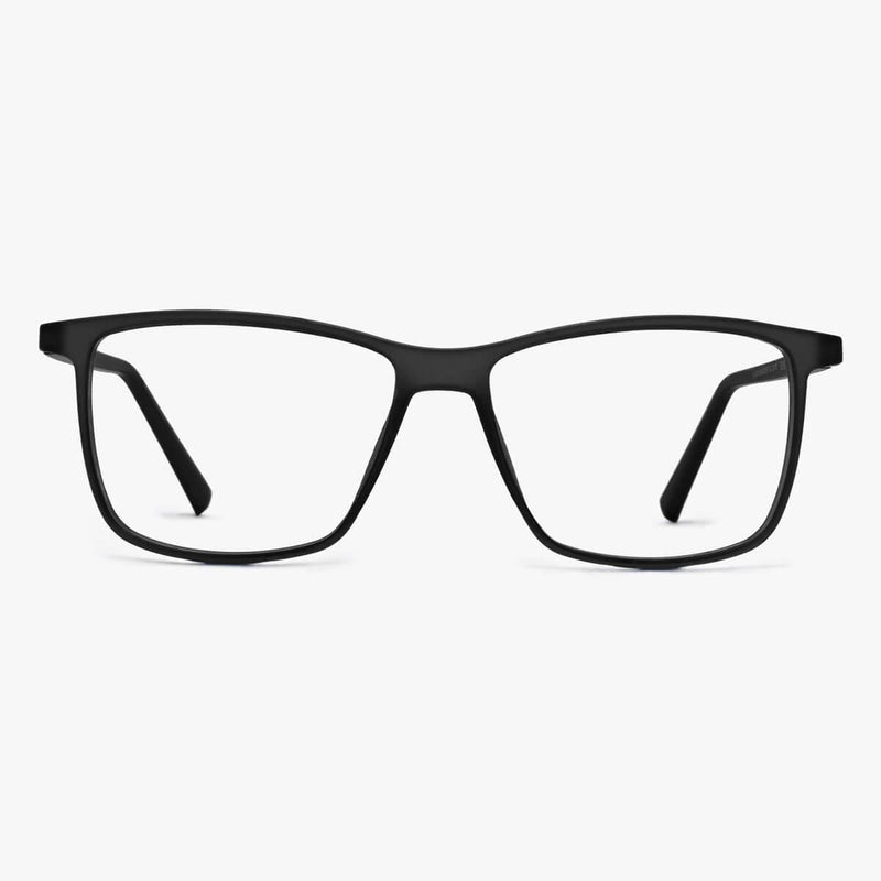 Black square reading glasses with a sleek design
