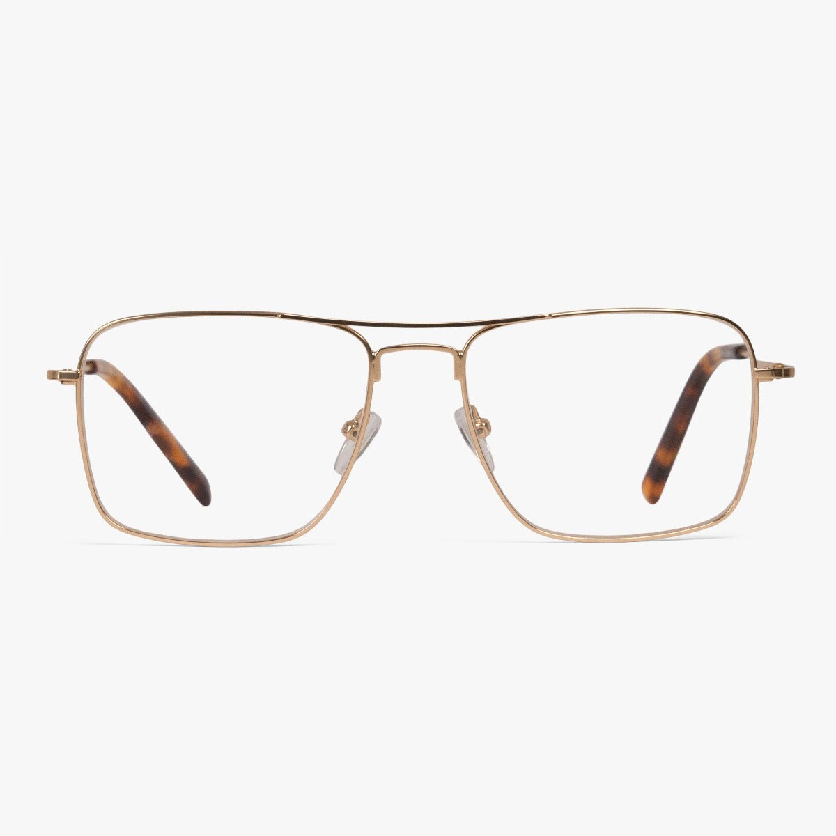 Women's Lidköping Gold square glasses with gold frame and tortoiseshell temples