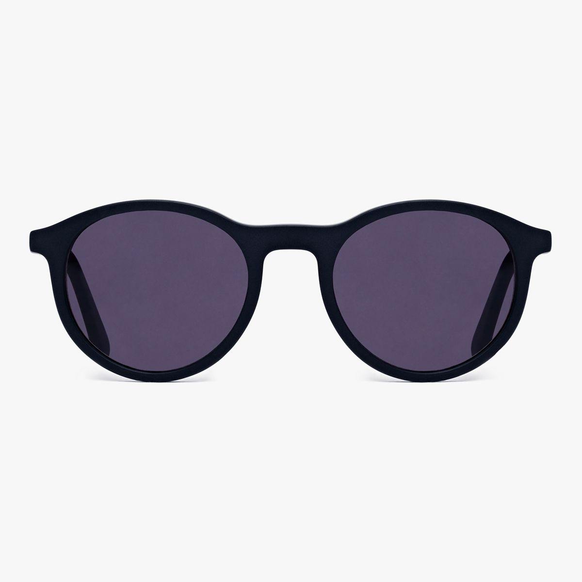 Women's Løkken Black round sunglasses with black frame and dark lenses
