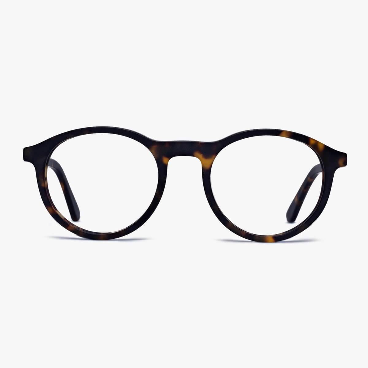 Women's round dark turtle shell glasses