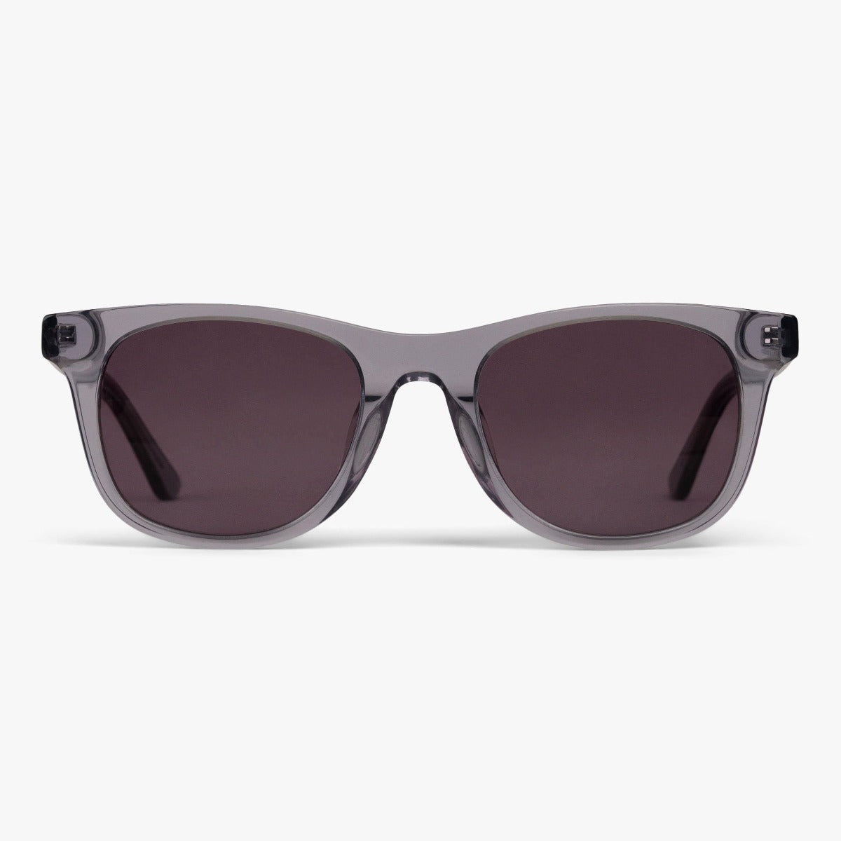 Women's Malmö Crystal Grey sunglasses with transparent grey frames and dark lenses