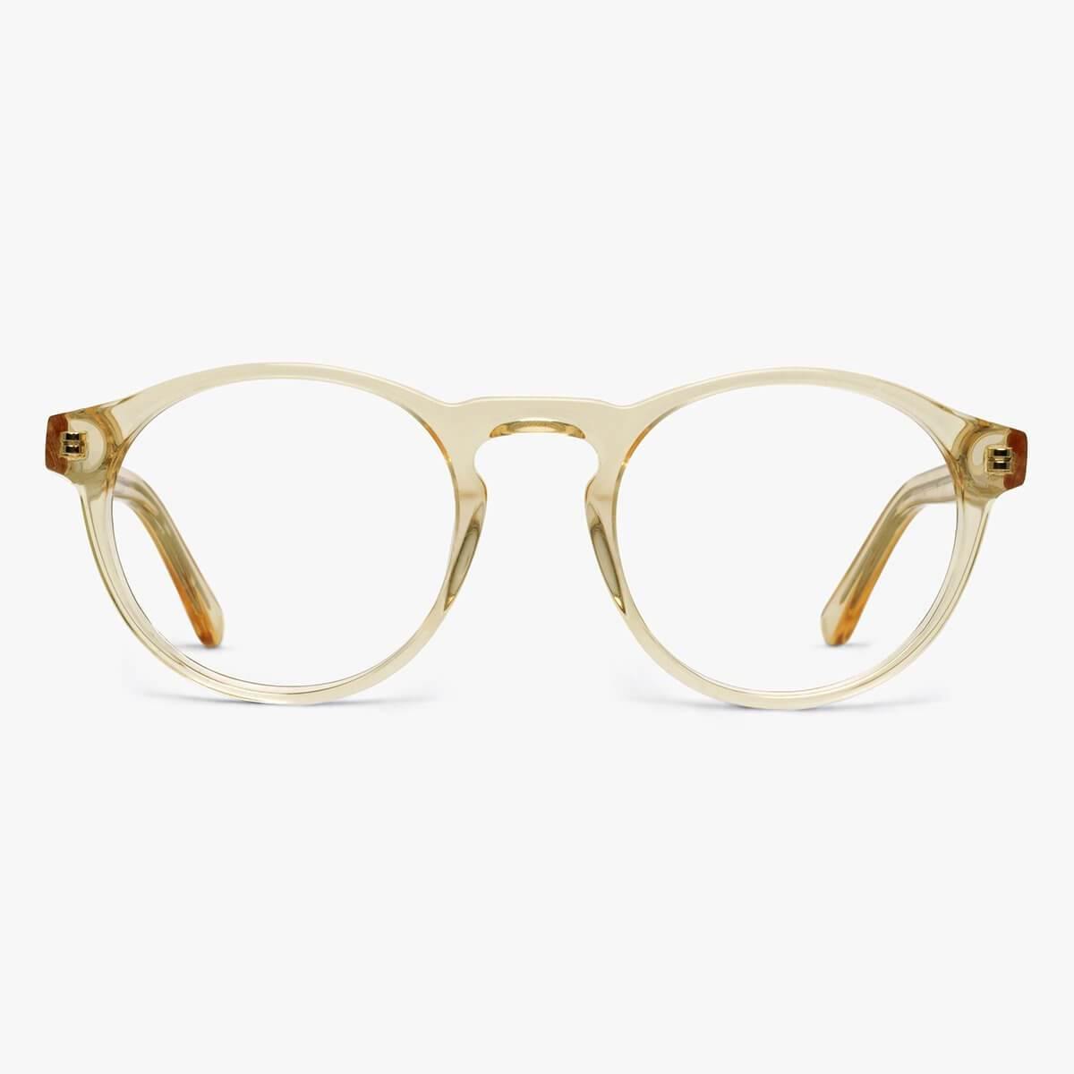 Round crystal lemon reading glasses